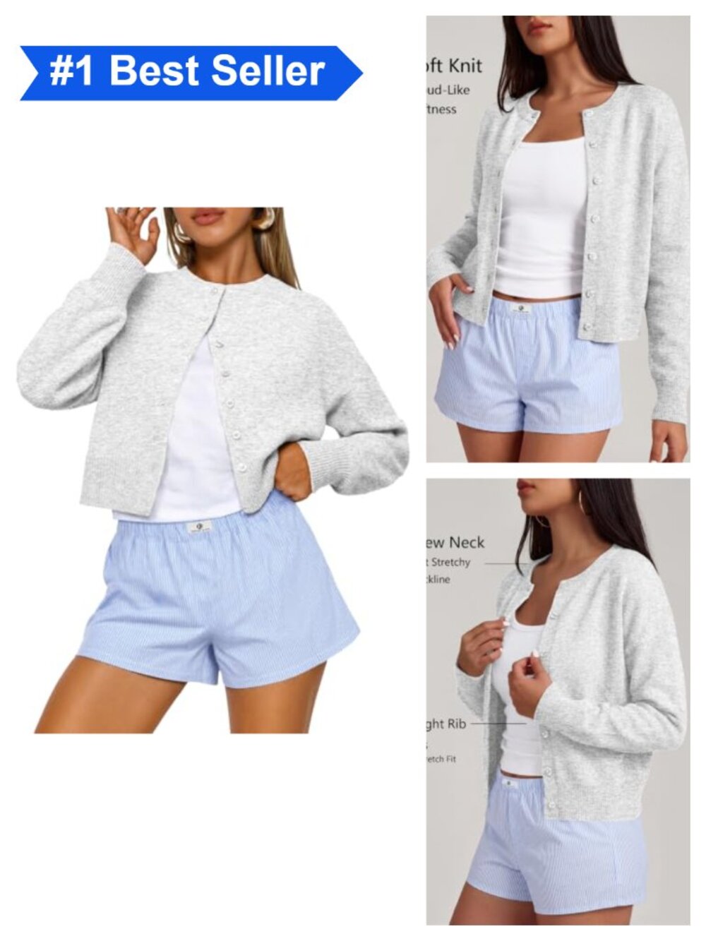 Cropped Cardigan Sweater Women Lightweight Knit Button Down Layer Fall